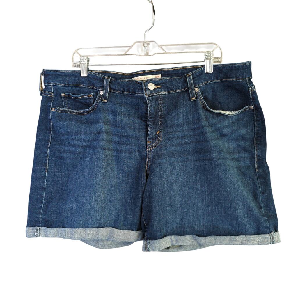 Levis Mid‎ Length Shorts Womens Plus 18W Blue Stretch